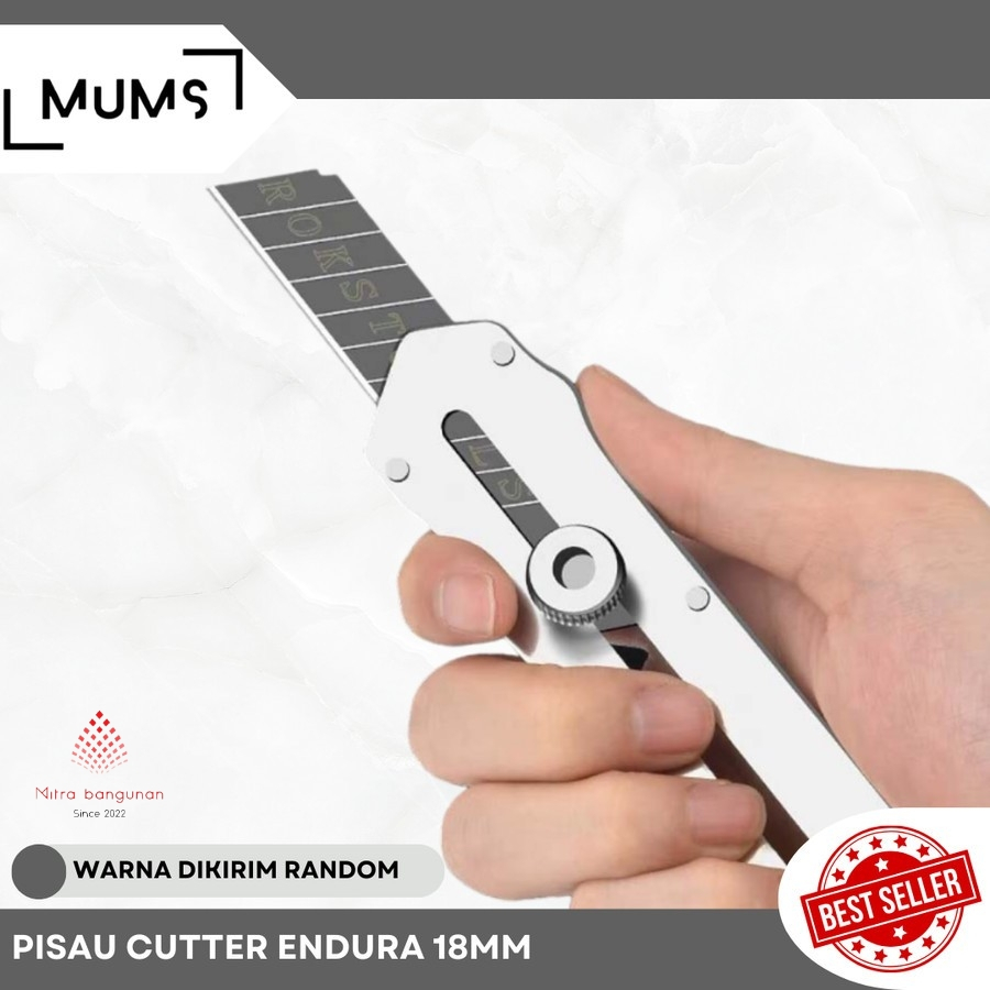 

Pisau Cutter Endura Multifungsi 18mm + Isi Pisau Kater Potong Multi Fungsi Serbaguna Knife Cuter Acrylic Gagang Besi Baja SK-5 Pisau Pemotong Kertas Tali SK5 Tajam Anti Karat-MB