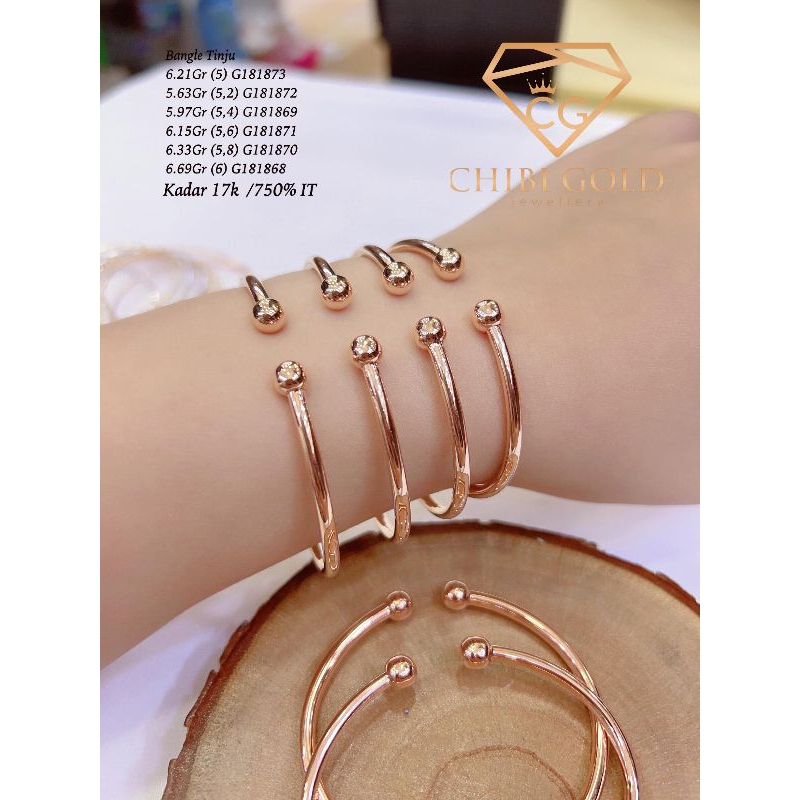 CHIBI GOLD - Gelang tangan Bangle Tinju italy emas 750 kadar 17k - Chibigold