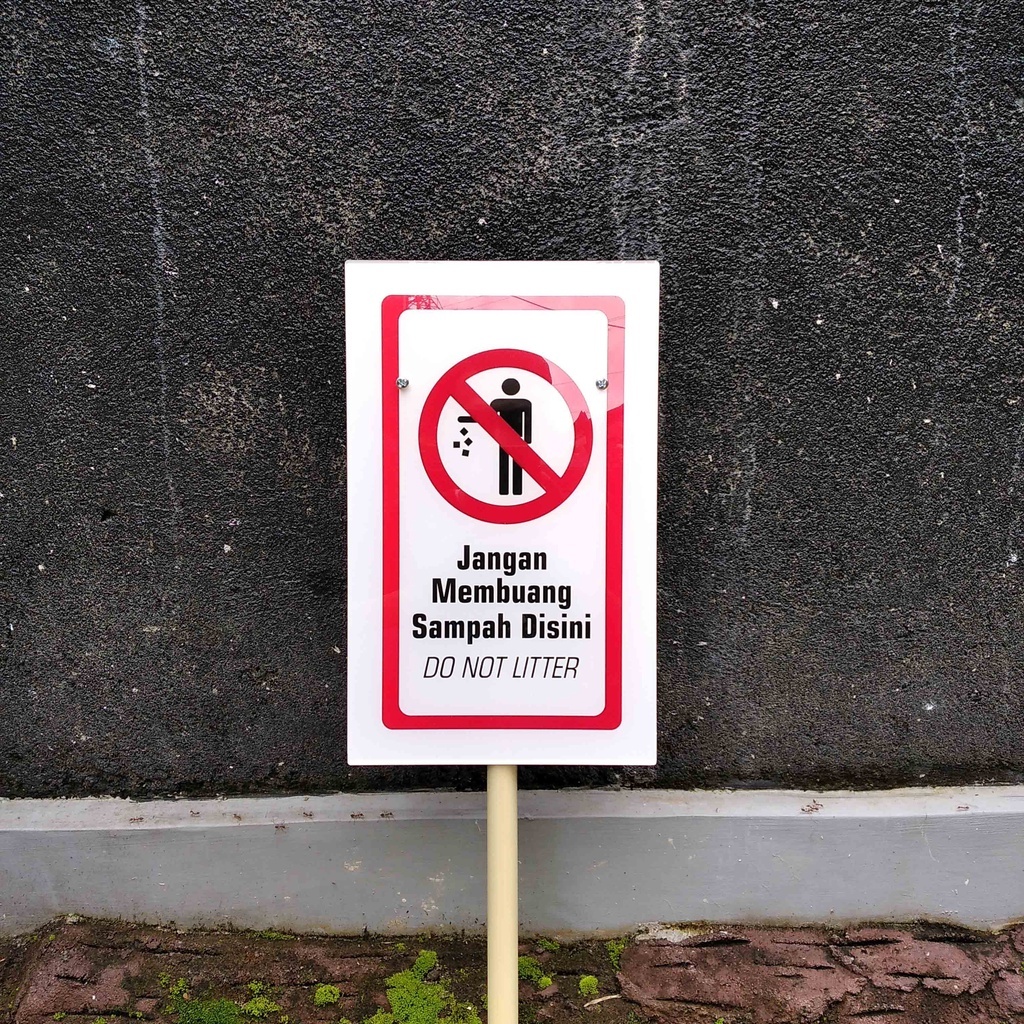 Papan Akrilik Larangan Buang Sampah , Rambu Dilarang Buang Sampah, Dilarang Buang Sampah