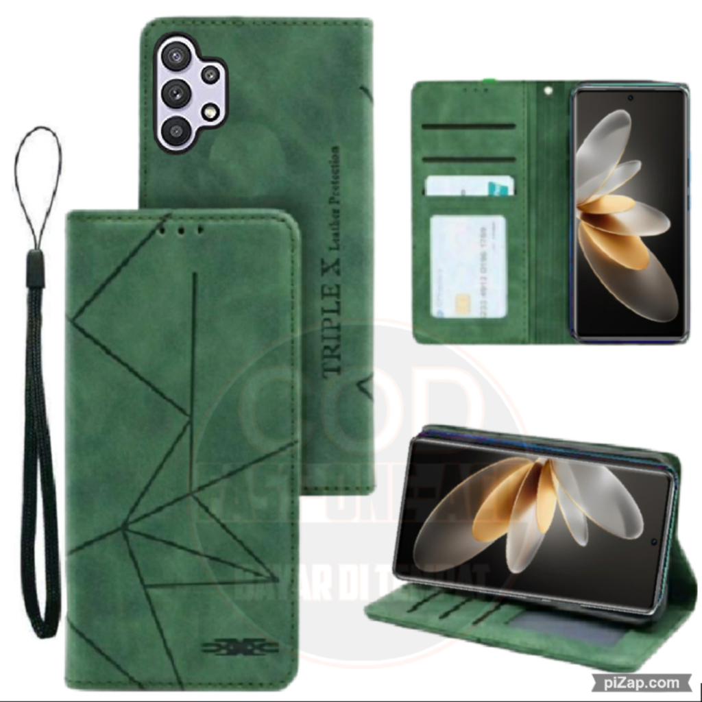 CASE HP SAMSUNG A32 5G - CASING DOMPET MOTIF -FLIP COVER LEATHER-SARUNG HP