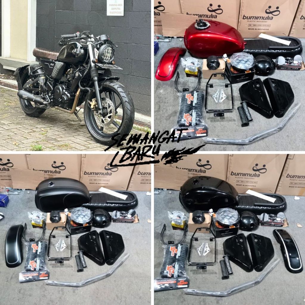 PAKET BRATCAFE BRATSTYLE CAFERACER UNTUK MOTOR KARBU BYSON MEGAPRO THUNDER TIGER SCORPIO PULSAR