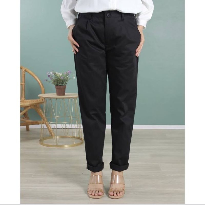 Celana Baggypants wanita Hitam premium | Celana kerja American drill Grade A TERLARIS