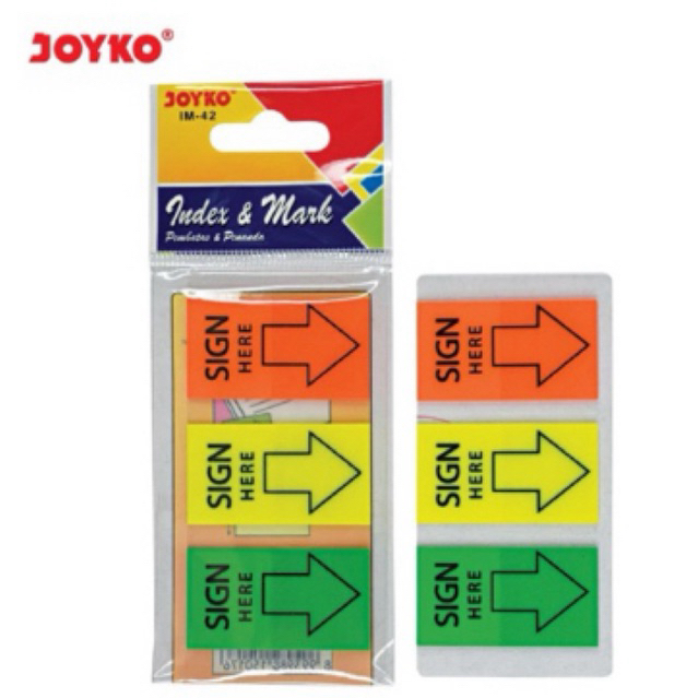 

Index & Mark IM42 / Sign Here / Pembatas Joyko IM-42 / Sticky Notes Plastik isi 3 warna x 20 lembar