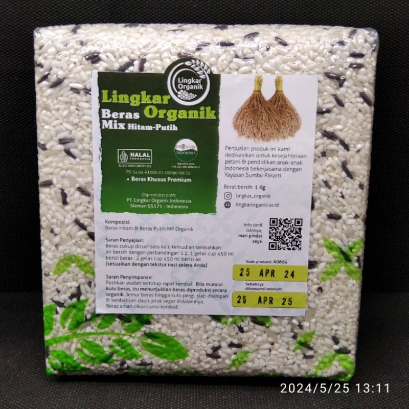 

Beras Mix Hitam Putih Organik 1kg, Vaccum | Lingkar Organik