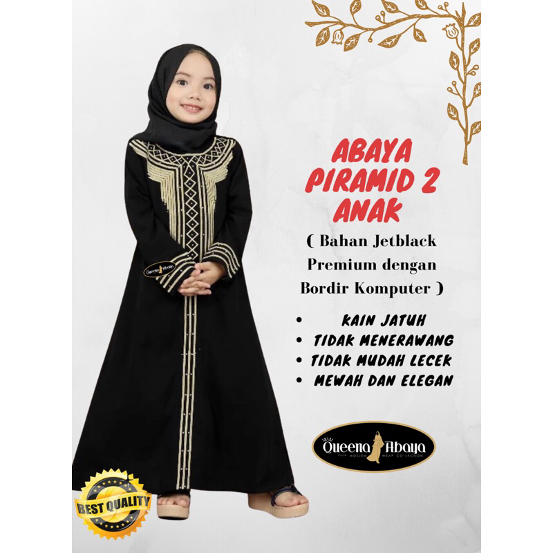 Gamis Anak Abaya Dress Kids Hitam Bahan Jetblack Bordir Bestseller Gamis Anak Perempuan TK SD Abaya 