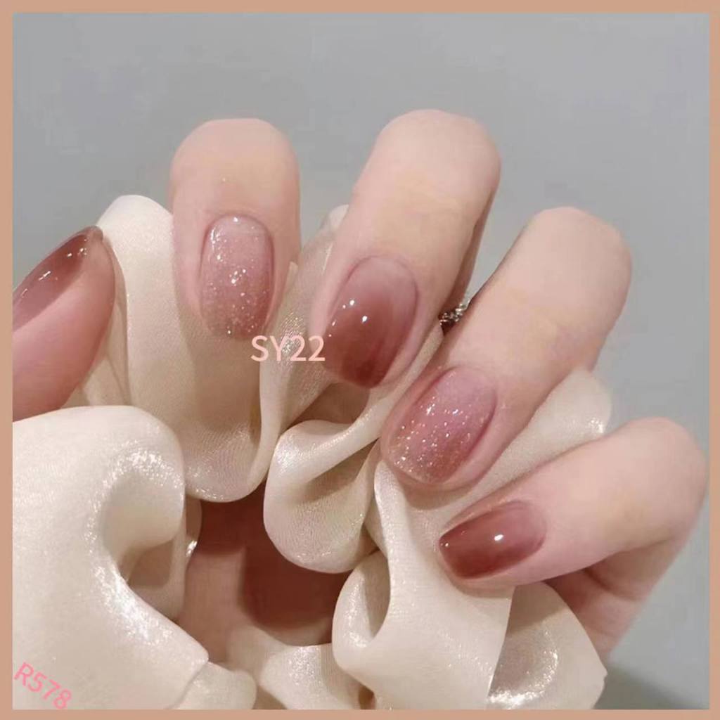 24pcs Kuku Palsu Kuku Pendek French Nail Kuku Palsu Panjang