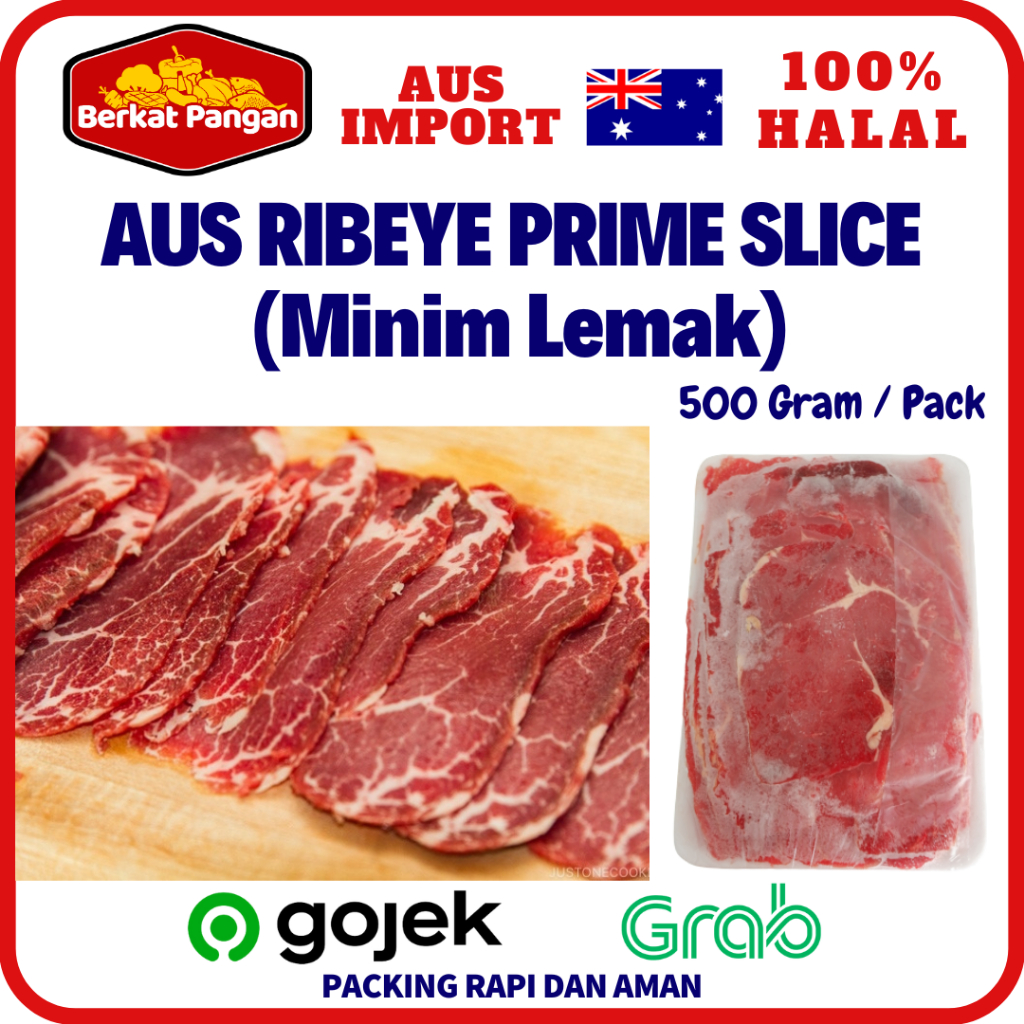 

AUS Prime Slice / Daging Sapi AUS Slice Beef / Sukiyaki / Yakiniku/ Shabu Beef Tanpa lemak