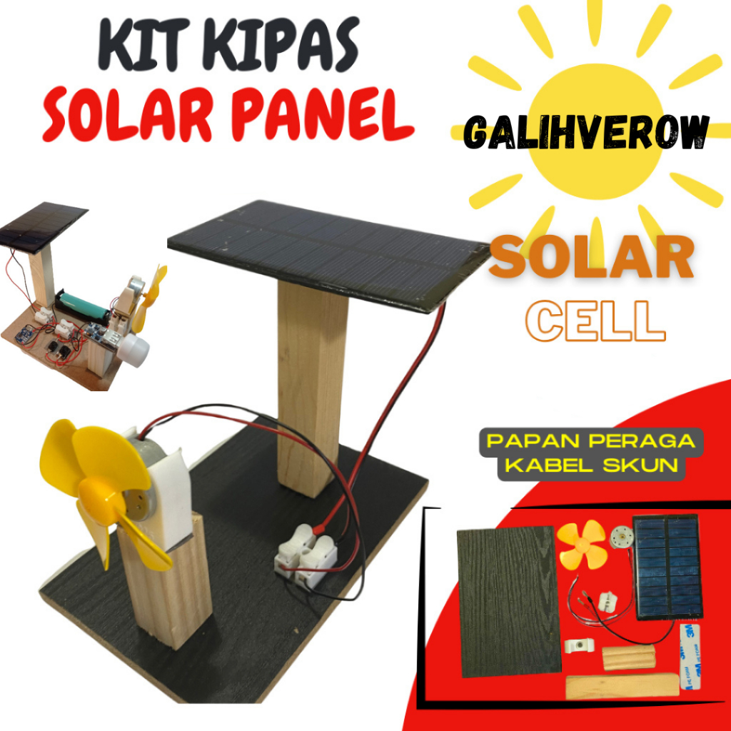 KIT EDUKASI PEMBANGKIT LISTRIK TENAGA MATAHARI SOLAR CELL PANEL SURYA PLTS GENERATOR MINI KIPAS TENA