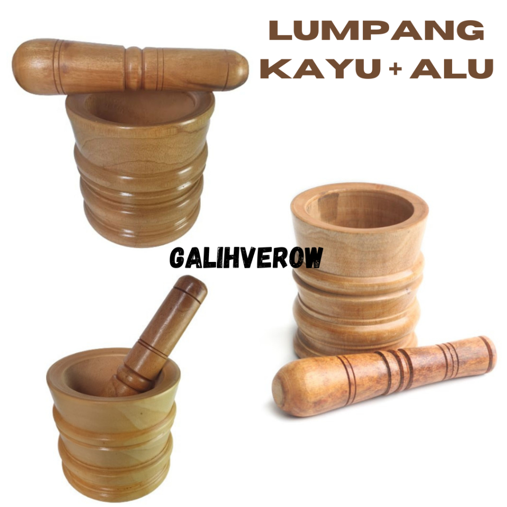 LUMPANG KAYU KECIL + TUMBUKAN / SET LUMPANG KAYU + ALU / PAKET LUMPANG ULEKAN KAYU