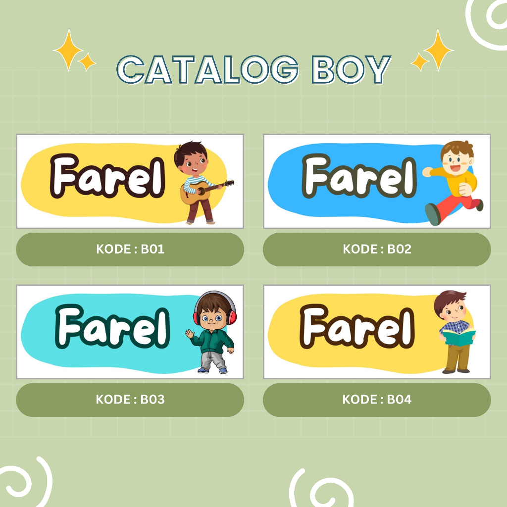 

Isi 55 pcs Sticker Label Nama Anak Custom / Stiker nama / stiker nama tahan air