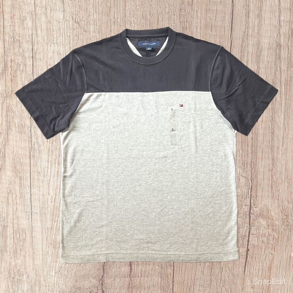 Kaos crew neck pria Tommy Hilfiger two tone original