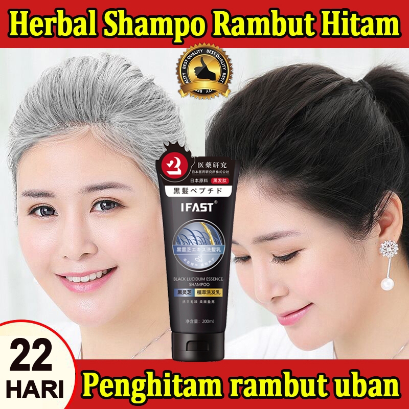 Shampo Penghitam Rambut Uban Sampo Uban Permanen Halal Ori 200ml Ekstrak Polygonum Multiflorum Pengh