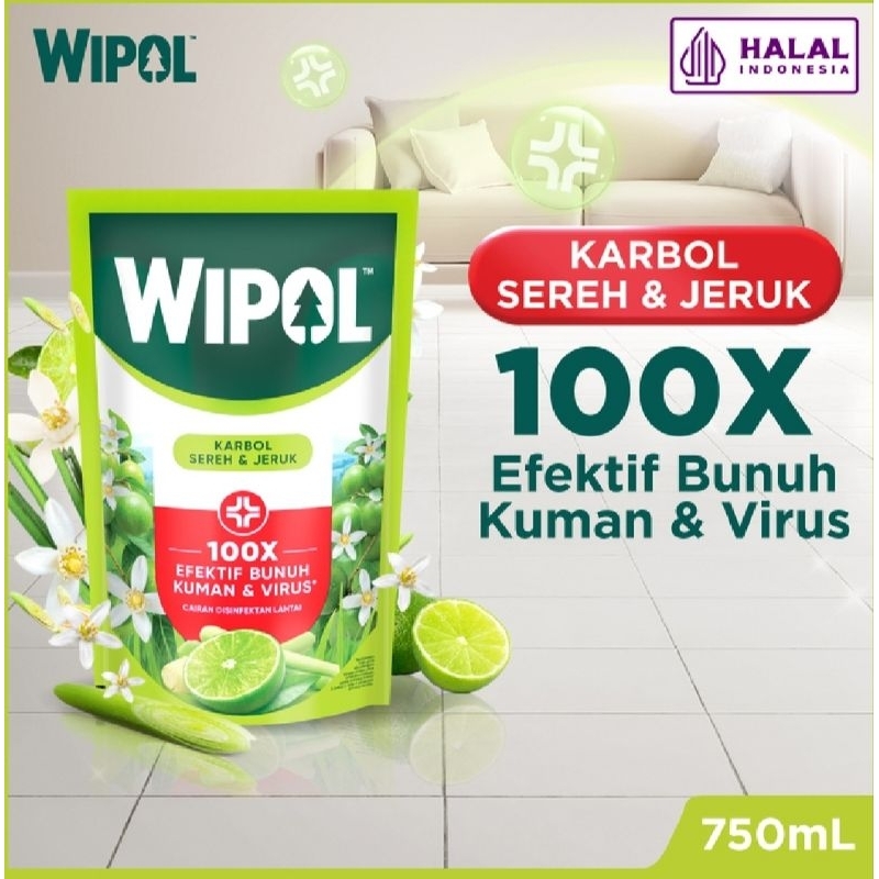 Wipol karbol sereh dan jeruk pembersih lantai 750ml
