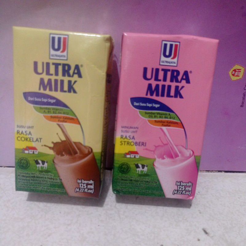 

ultra milk rasa coklat & stroberi susu uht 125ml