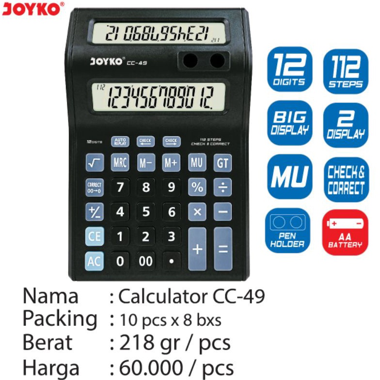 

ART Y8H3 calculator joyko cc49 12 digits