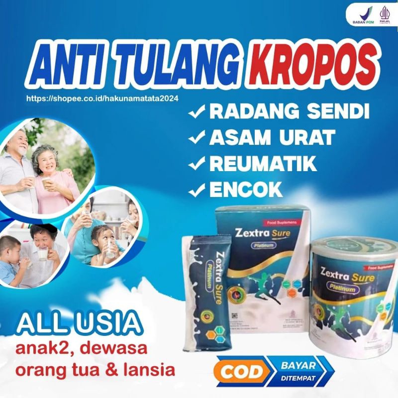 

Zextra Sure Platinum Susu Radang Sendi Tulang Osteoporosis Asam Urat