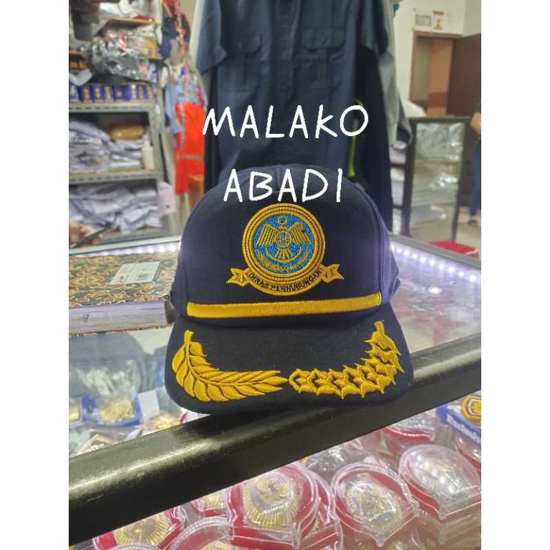 Topi Dishub logo + list + padi&kapas bahan Laken