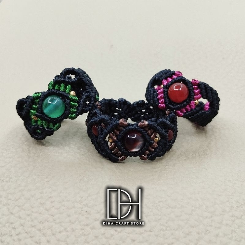 Cincin Macrame | Cincin Batu Alam | Cincin Wanita Cantik
