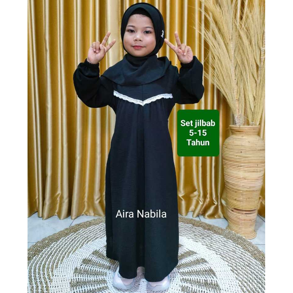 Gamis Anak Perempuan Set Jilbab 5-15 Tahun