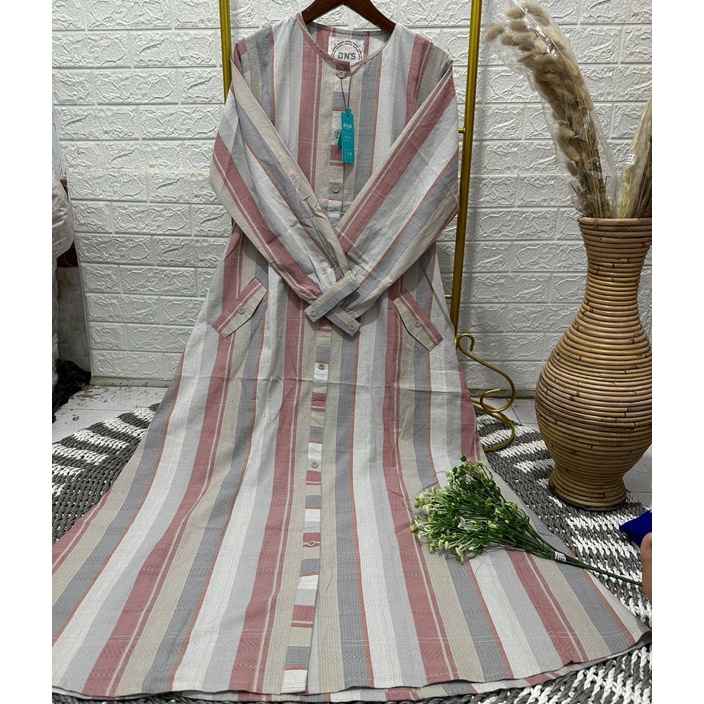 Pesona   Gamis YarnDyed Salur  Dress Branded by dns