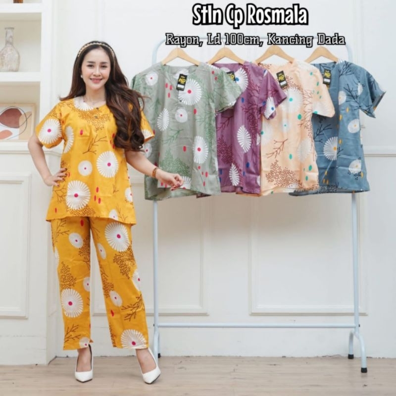 Setelan batik rayon CP cabutan blaster Babydoll Piyama Setelan Baju Tidur Wanita