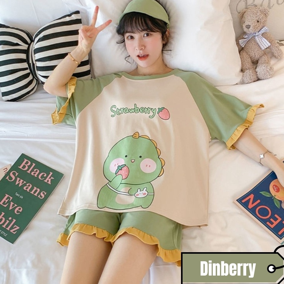 PROMO SALE RG Setelan Baju Tidur Wanita HP  L XXL 3XL 5XL  Bahan Katun Jersey Setelan Celana Pendek 