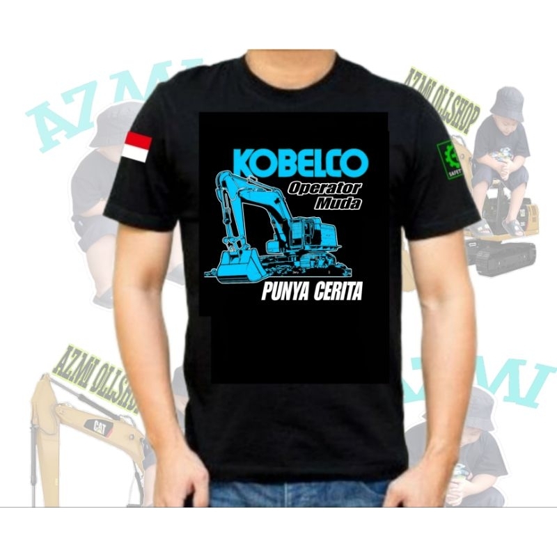 Baju kaos excavator Kobelco operator muda punya cerita