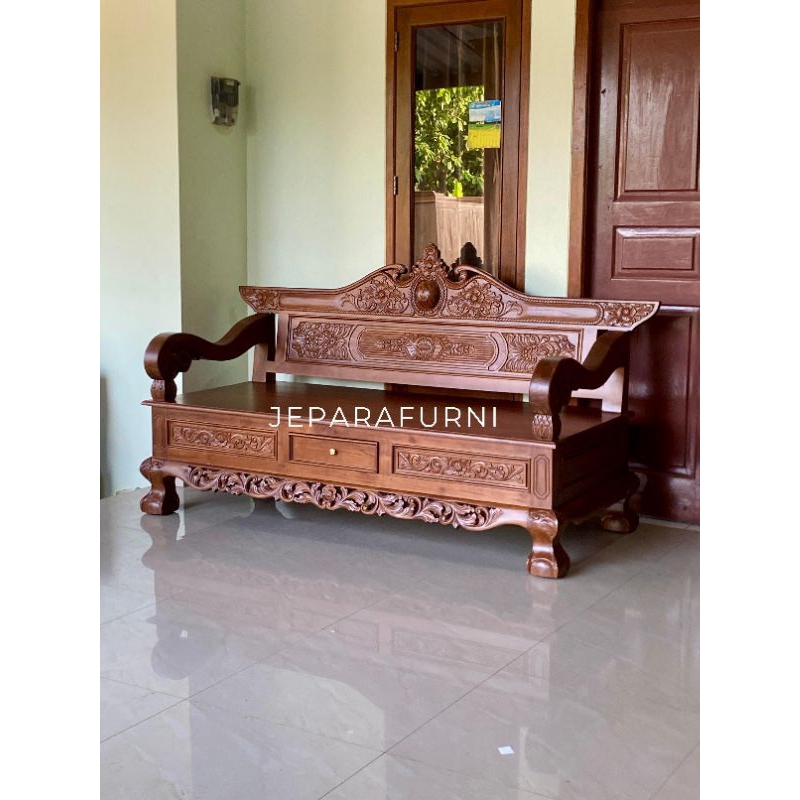 BANGKU BALE BALE JATI JEPARA I RESBAN KAYU JATI I KURSI TERAS I KURSI SANTAI