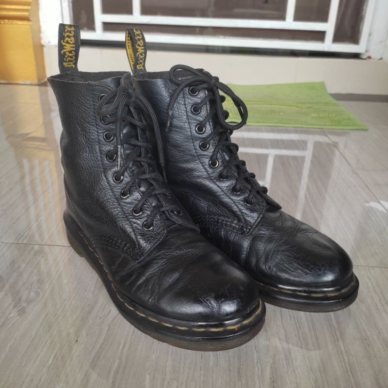 Dr. Martens Docmart DM 8 Hole 1460 High Boots Full Black Original Size 38 Insole 23,5 -24 Cm