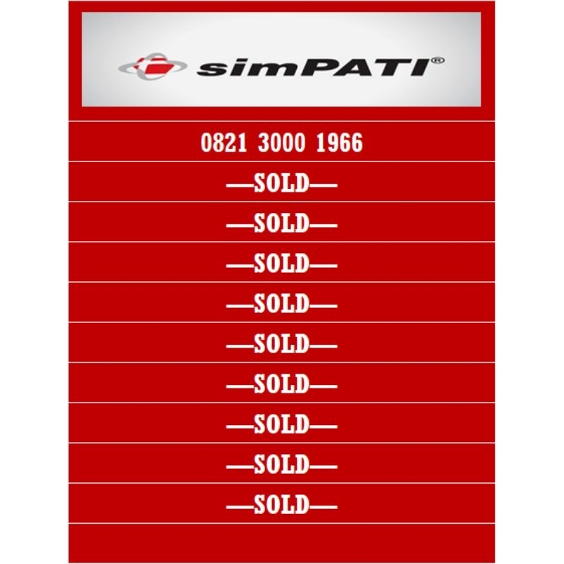 nomor cantik simpati telkomsel 4G tahun 08** 3000 1966