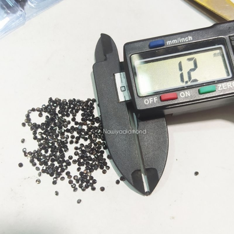 Natural Black Diamond Berlian Hitam Eropa ASLI ORI 100% Tabur 1,2/1,3mm isi 50 pcs
