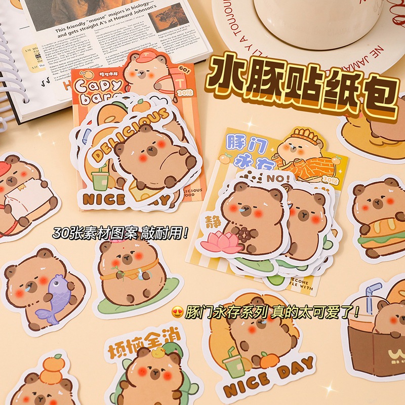 

Stiker Pack Capybara Stiker Kapibara 1pack isi 30lbr MOMO043