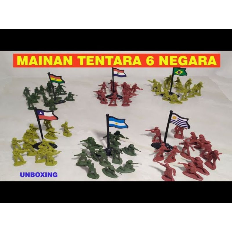 Tentara Kecil Mainan Isi 6 Kolom + bendera Negara