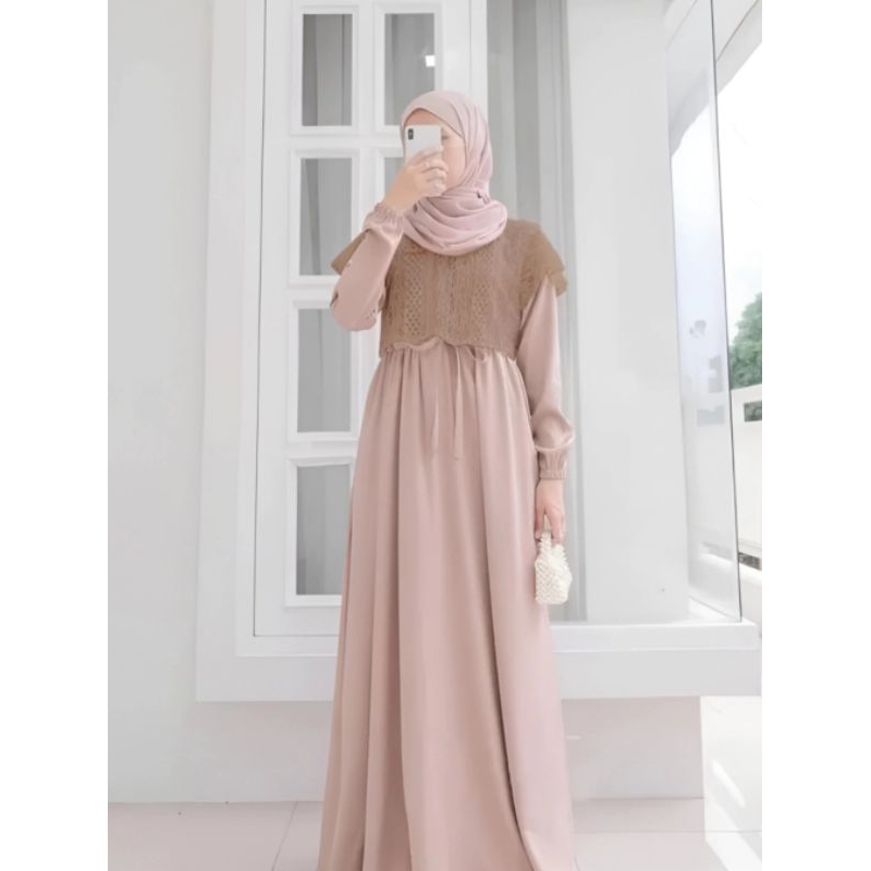 GAMIS PEREMPUAN DEWASA CRINKLE MIX BRUKAT MODEL TERBARU,GAMIS BRUKAT KONDANGAN,GAMIS CRINKLE MURAH
