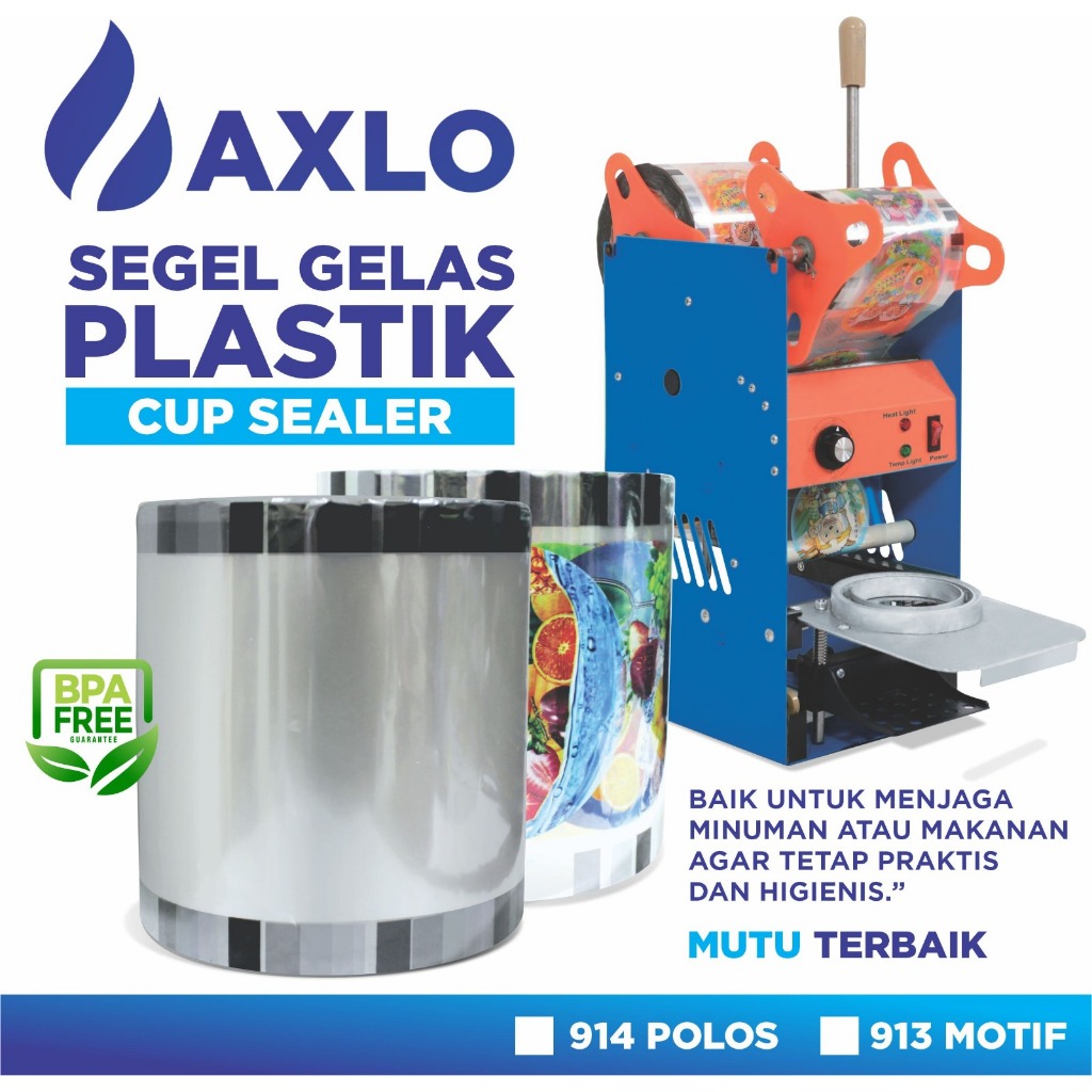 Segel Gelas Plastik / Plastik Segel Gelas Cup Axlo Polos & Motif