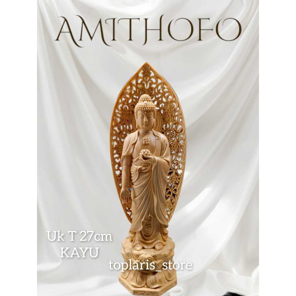 Patung Buddha Amitofo Berdiri Kayu 024 TPO