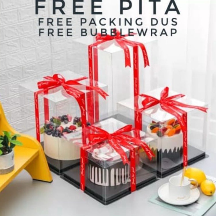

Flash Sale Cake Box Mika Dus Kue Kotak Kue 3x3 cm Tutup Transparant PET