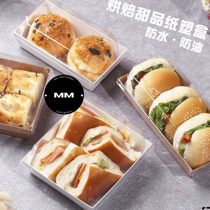 

Potongan Besar 1pcs paper box burger sandwich roti kue box brownies kotak kue salad box bento cake