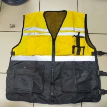 Rompi safety pelindo/ rompi proyek bahan taslan kuning hitam