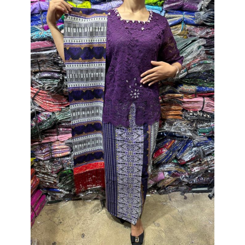 setelan kebaya rok selendang siap pakai
