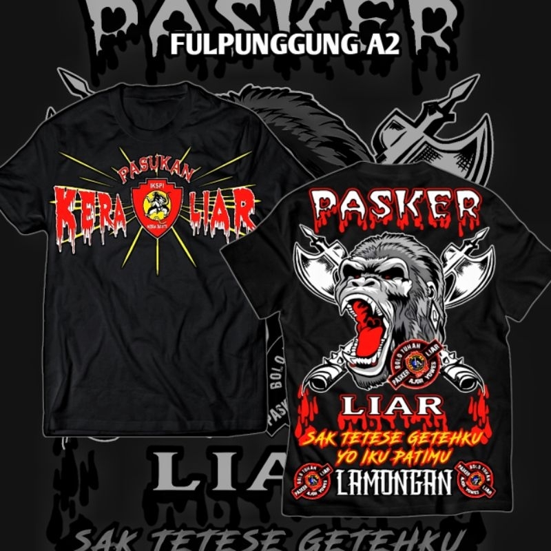 kaos pasker liar LAMONGAN kaos distro desain terbaru Pasker liar ikspi kera sakti ful punggung A2