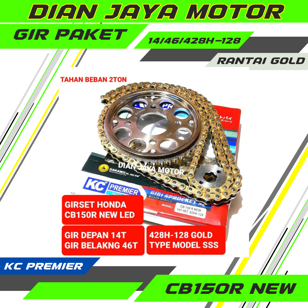 (KCP) Girset kc Premier Honda CB150 R NEW CB150R OLD 14T/46T 428H-128 Megapro New Verza gl max glpro