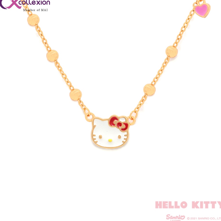 Kirim Terpercaya  Collexion Hello Kitty With Love Kids Necklace Kalung Anak Lapis Emas Gold Plated 3