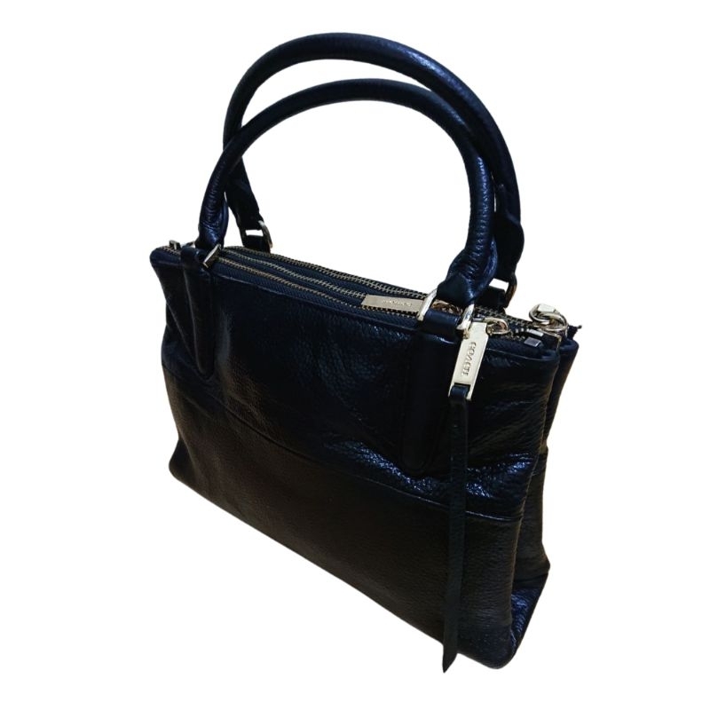 Rareeeee PRELOVED COACH Mini Borrow Handbag Shoulder Bag 28163 Black Leather Women's