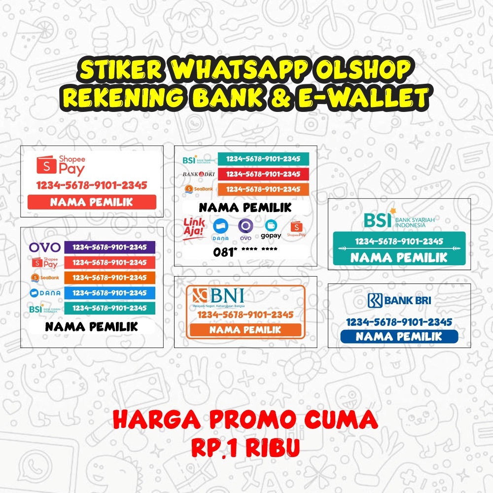 

Custom Stiker Whatsapp - Stiker Rekening / E Wallet Versi 2