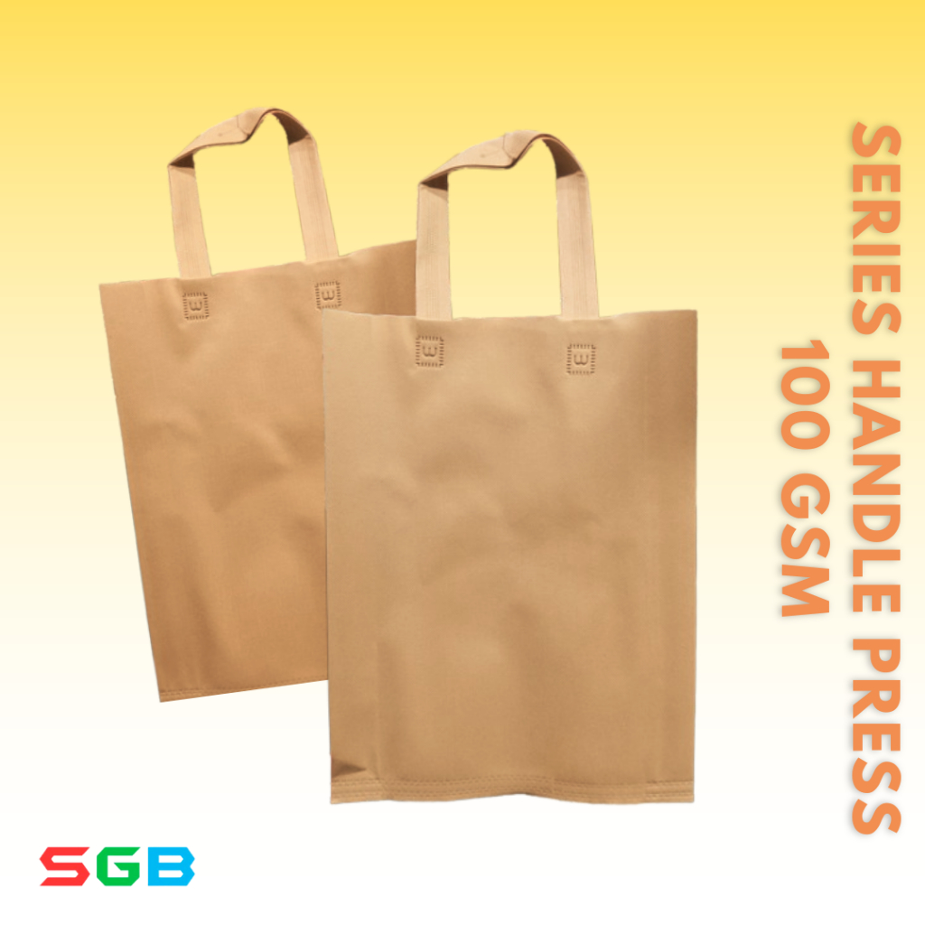 1 LUSIN (12PCS) Tas Spunbond 100 GSM Handle PRESS uk 30x40x8 / Goodie Bag / Tas Kain Polos