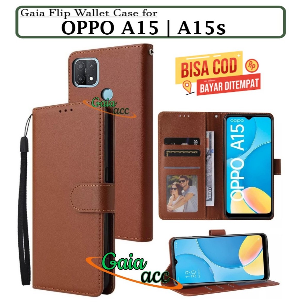 FLIP COVER OPPO A15 / A15S LEATHER CASE FLIP OPPO A15 / A15S CASING DOMPET