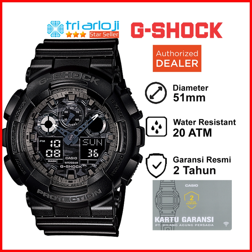 Casio G-Shock GA-100CF-1ADR Jam Tangan Pria Gshock GA100 GA-100CF-1A GA-100CF GA100CF Hitam