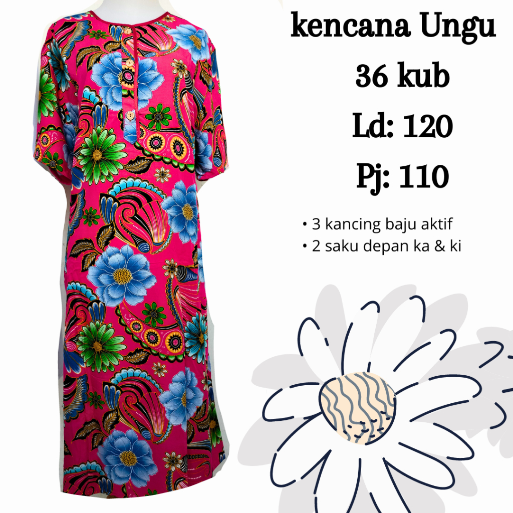 DASTER KENCANA UNGU KUB SERI 36 LABEL BIRU BAJU TIDUR IBU BATIK KANCING BUSUI FRIENDLY