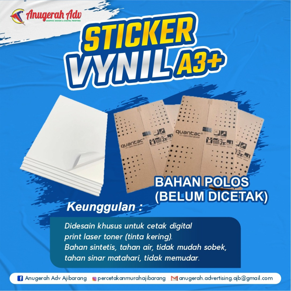 

STICKER VYNIL A3+ | STIKER VINIL A3+ | BAHAN STICKER VYNIL A3+ (31x47cm)